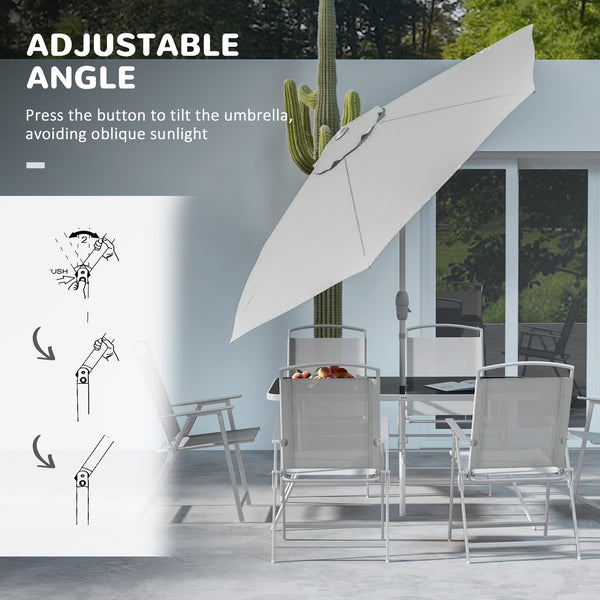 Ensemble de patio 8 pièces avec parasol, gris