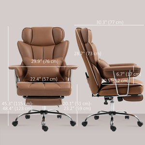 Fauteuil de bureau massant avec vibration à 6 points, repose-pieds et soutien lombaire, marron