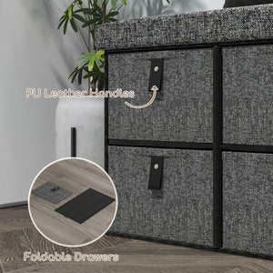Banc à chaussures avec coussin et 6 tiroirs en tissu pour entrée, couloir, chambre, gris anthracite