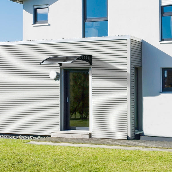 Auvent de porte en polycarbonate de 3,4 x 3,2 pieds, marron