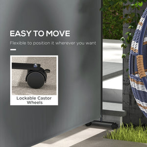 Paravent pliable avec roulettes, gris