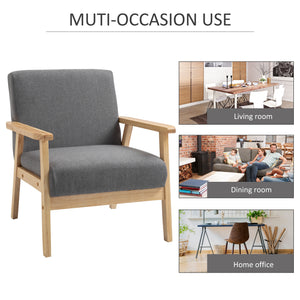 Fauteuils d'appoint minimalistes en lin épais et assise large, gris