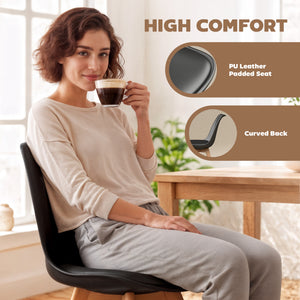 Ensemble de 6 chaises de salle à manger modernes en bois d'hévéa avec coussin en cuir PU - Noir