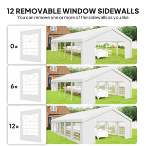 20' x 40' Party Tent, Outdoor Canopy Tent with 12 Removable Window Sidewalls for Parties, Wedding, Events, BBQ