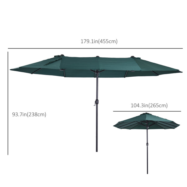 Parasol double face de 15 pieds, vert foncé