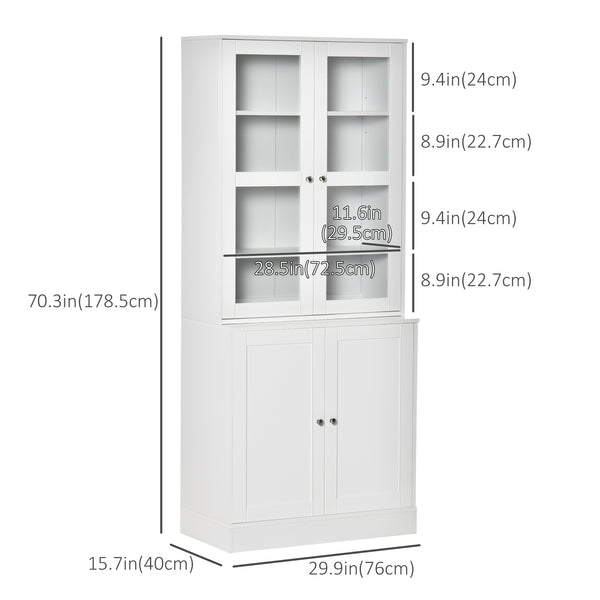 Bibliothèque avec portes, étagère haute avec 2 tablettes réglables, blanc