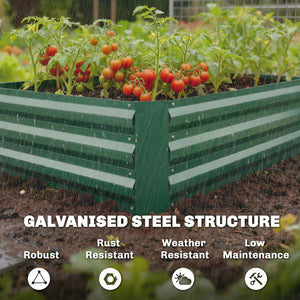 Jardinière surélevée galvanisée avec treillis pour plantes grimpantes, bac à fleurs d'extérieur à fond ouvert, vert