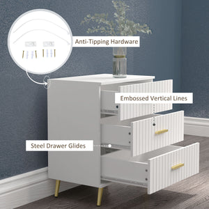 3-drawer chest with aluminium legs and gold handles, white.