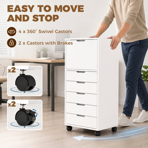 Mobile File Cabinet with 5 Drawers and Printer Stand for Home Office White
