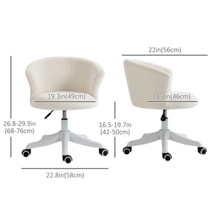 Soft, armless office chair with adjustable height, white