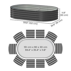 Jardinière d'extérieur surélevée en acier galvanisé avec tuteur en métal, gris foncé