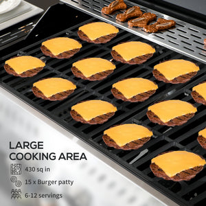 40,000 BTU propane gas barbecue with 4 main burners, 1 side burner, black