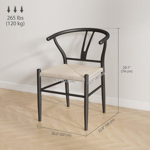 Ensemble de 2 chaises de salle à manger en tissu tressé, style moderne