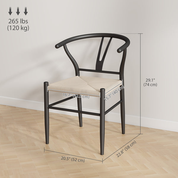 Ensemble de 2 chaises de salle à manger en tissu tressé, style moderne