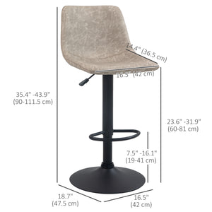 Set of 2 beige vintage leather bar stools