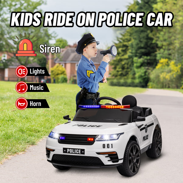 Voiture de police électrique 12 V avec télécommande, blanc
