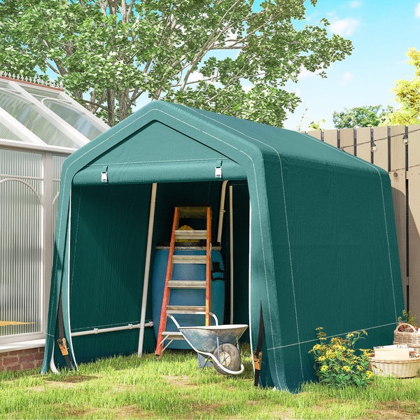 Abri de jardin avec structure métallique et double fermeture éclair, vert