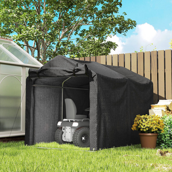 Abri de jardin portable résistante aux UV avec porte zippée enroulable, noir