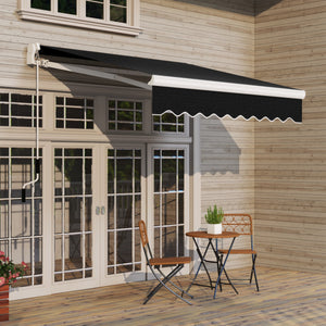 8'x7' Patio Awning Manual Retractable Sun Shade Outdoor Deck Canopy Shelter, Black