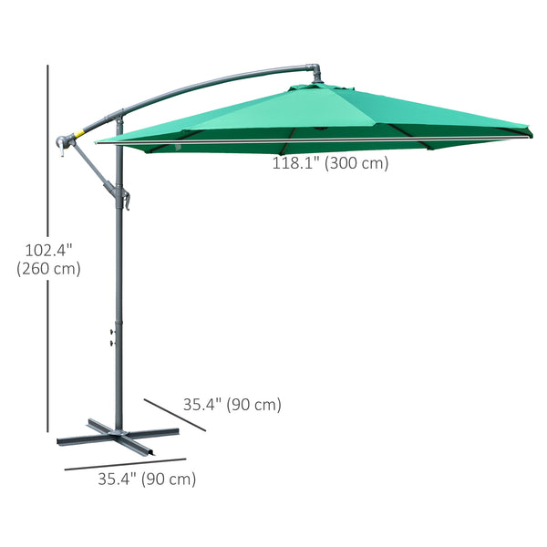 Parasol déporté de 10 pieds, vert
