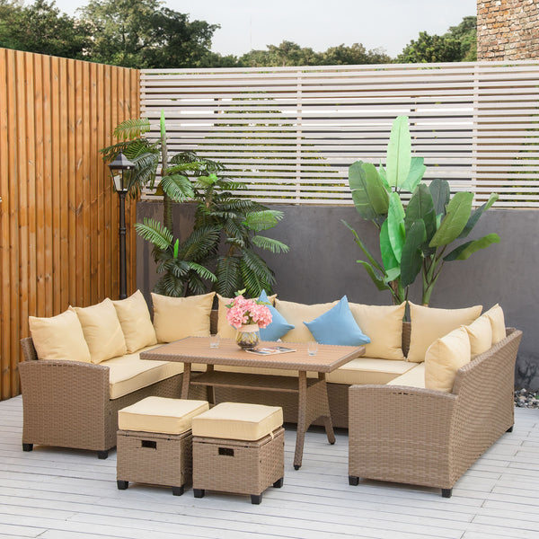 Ensemble de mobilier 6 pièces en résine tressée