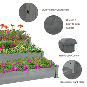 Jardinière à trois niveaux pour jardin, grise