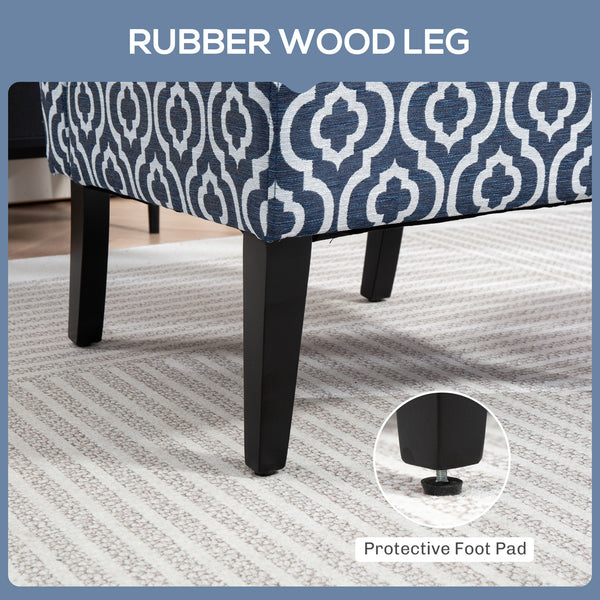 Fauteuil d'appoint sans accoudoirs avec pieds en bois, bleu