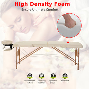 Height Adjustable Professional Salon Spa Facial Couch Bed, Portable Folding Massage Table, Beige