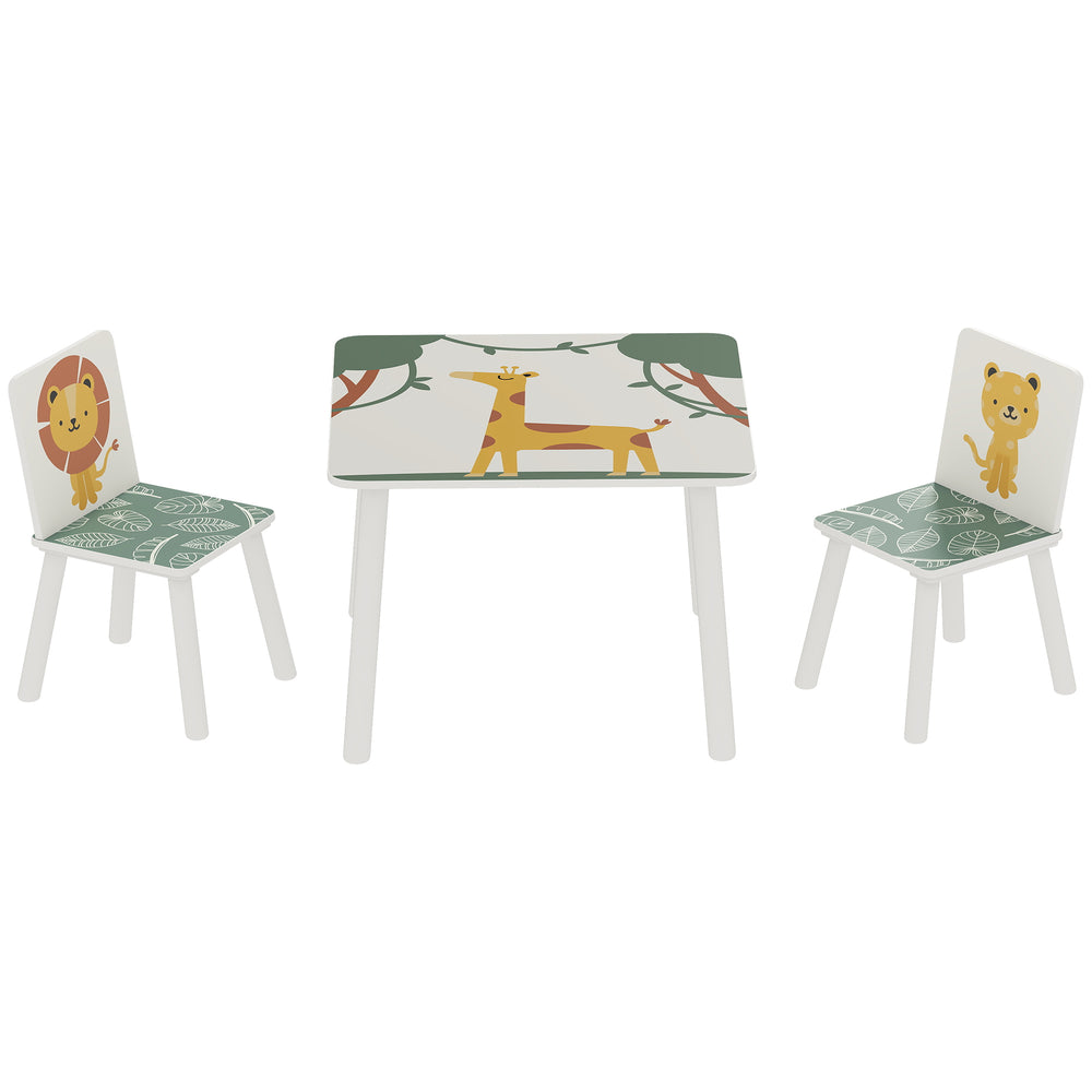 Ensemble table et chaises 3 pièces pour enfants, motif animalier