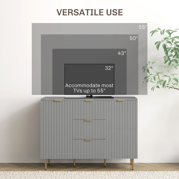 Meuble de rangement de cuisine moderne avec 3 tiroirs et étagères réglables, gris