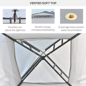 10' x 10' Patio Gazebo Outdoor Pavilion 2 Tire Roof Canopy Shelter Garden Event Party Tent Yard Sun Shade Steel Frame w/ Mosquito Netting Grey