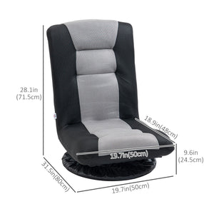 Chaise de sol pliante pivotante à 360 degrés, réglable sur 6 positions, noire