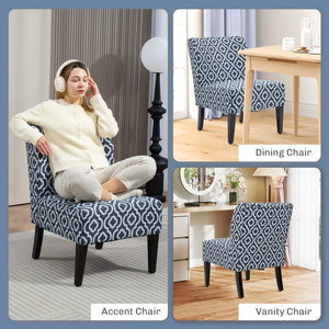 Fauteuil d'appoint sans accoudoirs avec pieds en bois, bleu