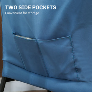 Fauteuil d'appoint avec poches latérales et pieds en acier massif, bleu