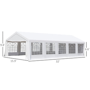 Tente de réception extérieure 8,7 x 4,8 m avec parois amovibles, Blanc