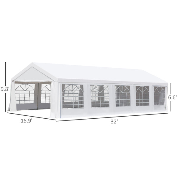 Tente de réception extérieure 8,7 x 4,8 m avec parois amovibles, Blanc