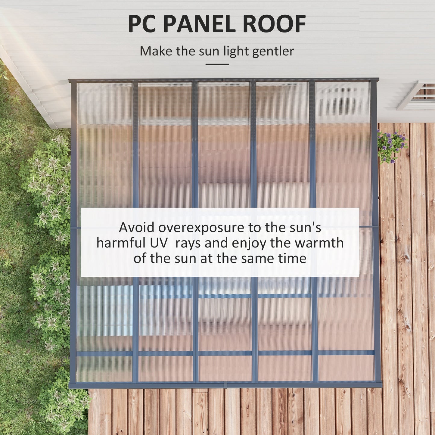 Pergola 10' x 10' avec toit rigide en polycarbonate, hauteur réglable, cadre en aluminium, protection UV, gris
