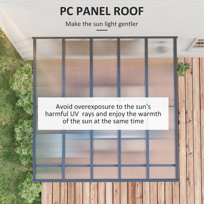 Pergola 10' x 10' avec toit rigide en polycarbonate, hauteur réglable, cadre en aluminium, protection UV, gris