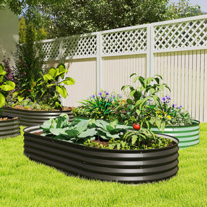 Jardinière d'extérieur surélevée galvanisée avec tuteur en métal, noire