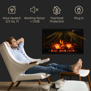 27-inch 1400W Built-in Electric Fireplace, Black