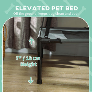 Lit surélevé pour chien avec auvent, gris