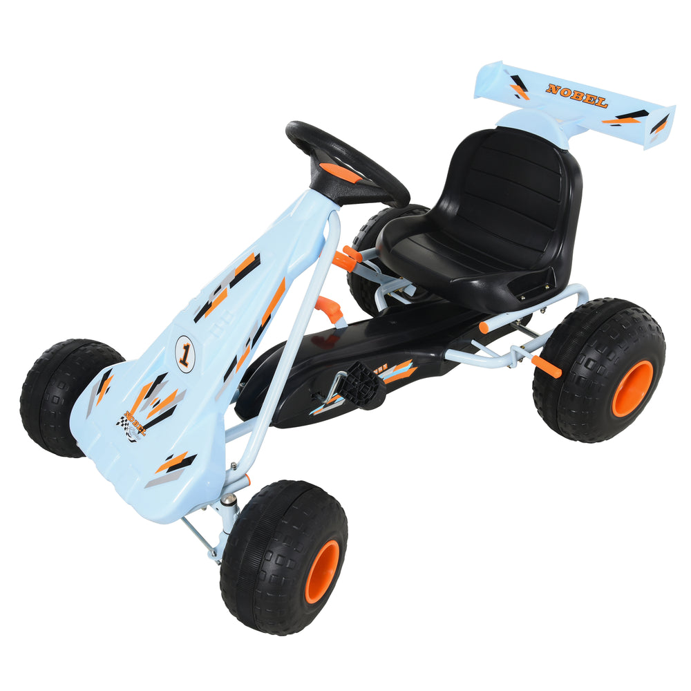 Kart à pédales pour enfants à 4 roues, style mignon avec siège réglable, frein à main et levier de vitesse, pour garçons et filles de 3 à 6 ans