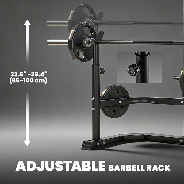 Soozier Cable Machine, Multi-Function Bench Press Rack with Weight Plate Holders, Lat-Pull Down System, Black