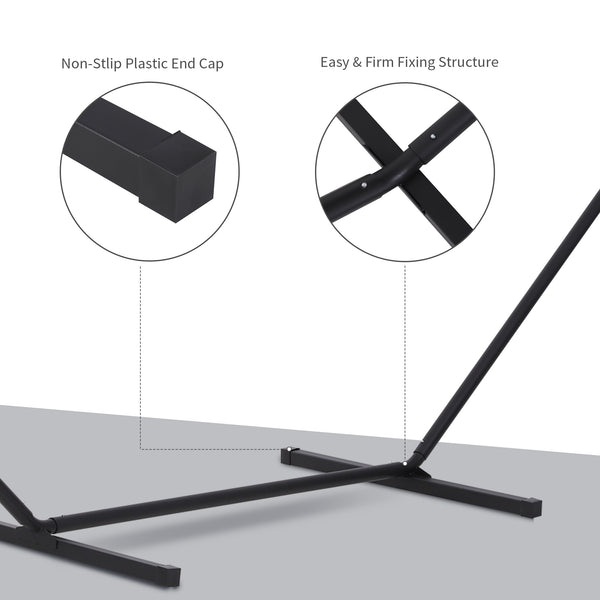 Support de hamac extra long de 11,8 pi de long, robuste, cadre en métal, installation simple, noir