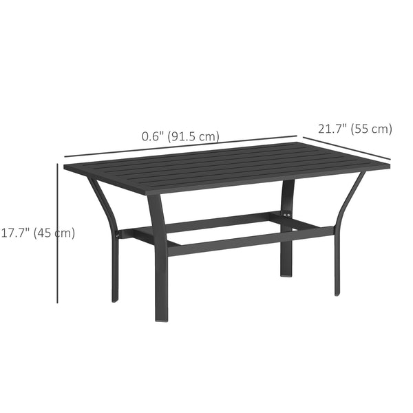 Outdoor slatted-top side table, black