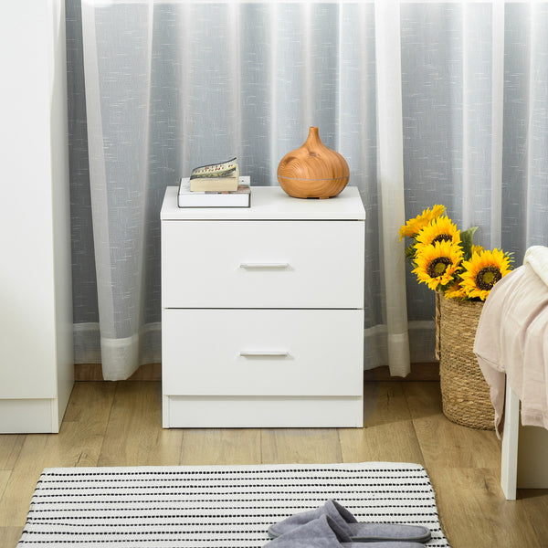 Table de chevet avec 2 tiroirs blanche