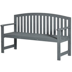 Banc d'extérieur à lattes, dossier et accoudoirs, pour jardin, parc, arrière-cour, gris