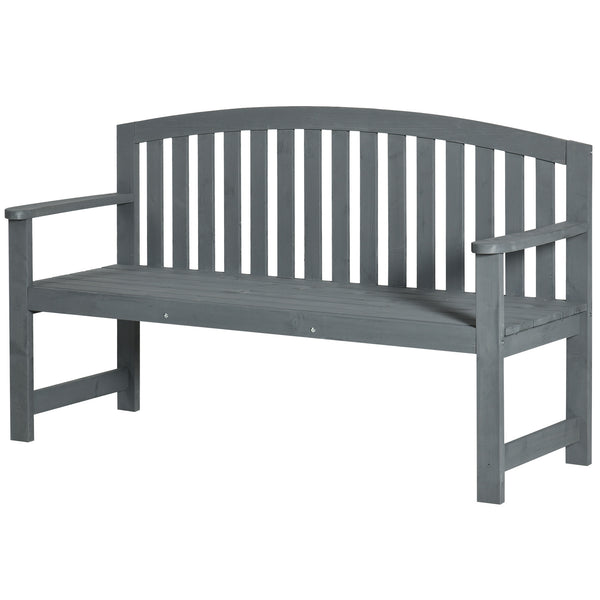 Banc d'extérieur à lattes, dossier et accoudoirs, pour jardin, parc, arrière-cour, gris