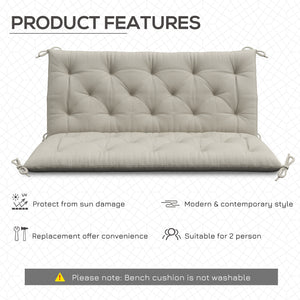 Coussin de banc de jardin 2 places, épais, antidérapant, doux, avec dossier, gris clair