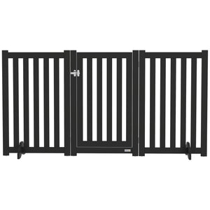 Barrière pour chien pliable à 3 panneaux avec pieds, noire